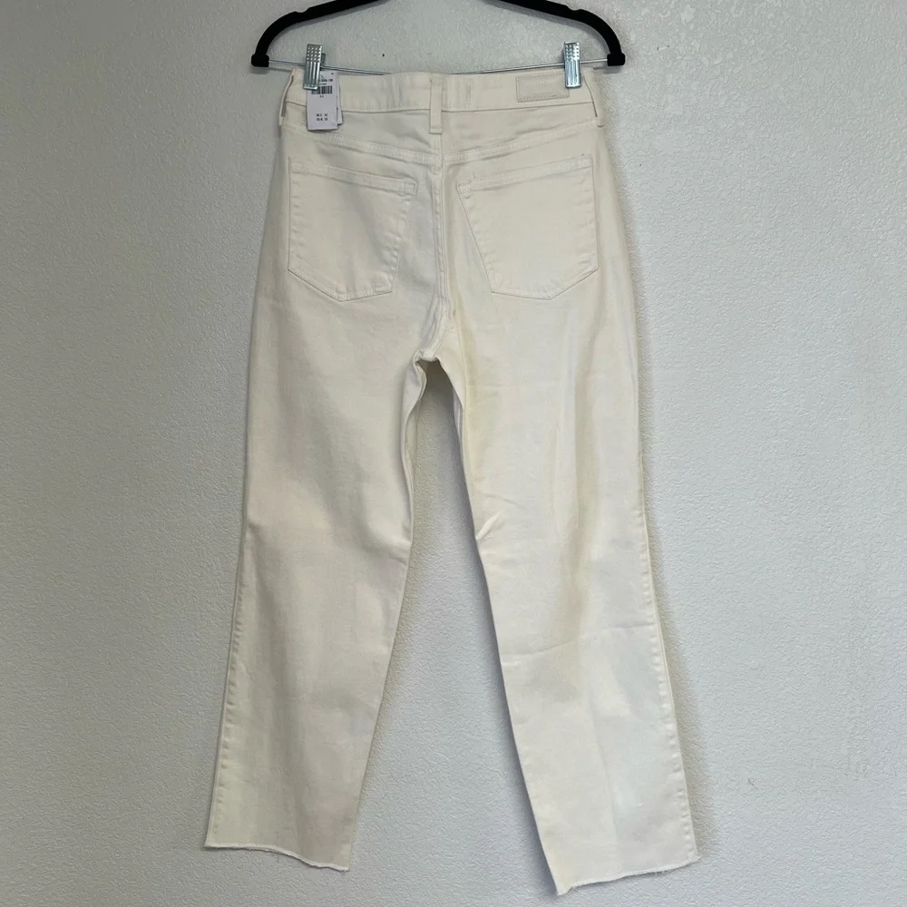 Hollister Ultra High Rise Vintage Straight Jeans Cream White Raw Hem Size 5L W27 - Picture 5 of 7